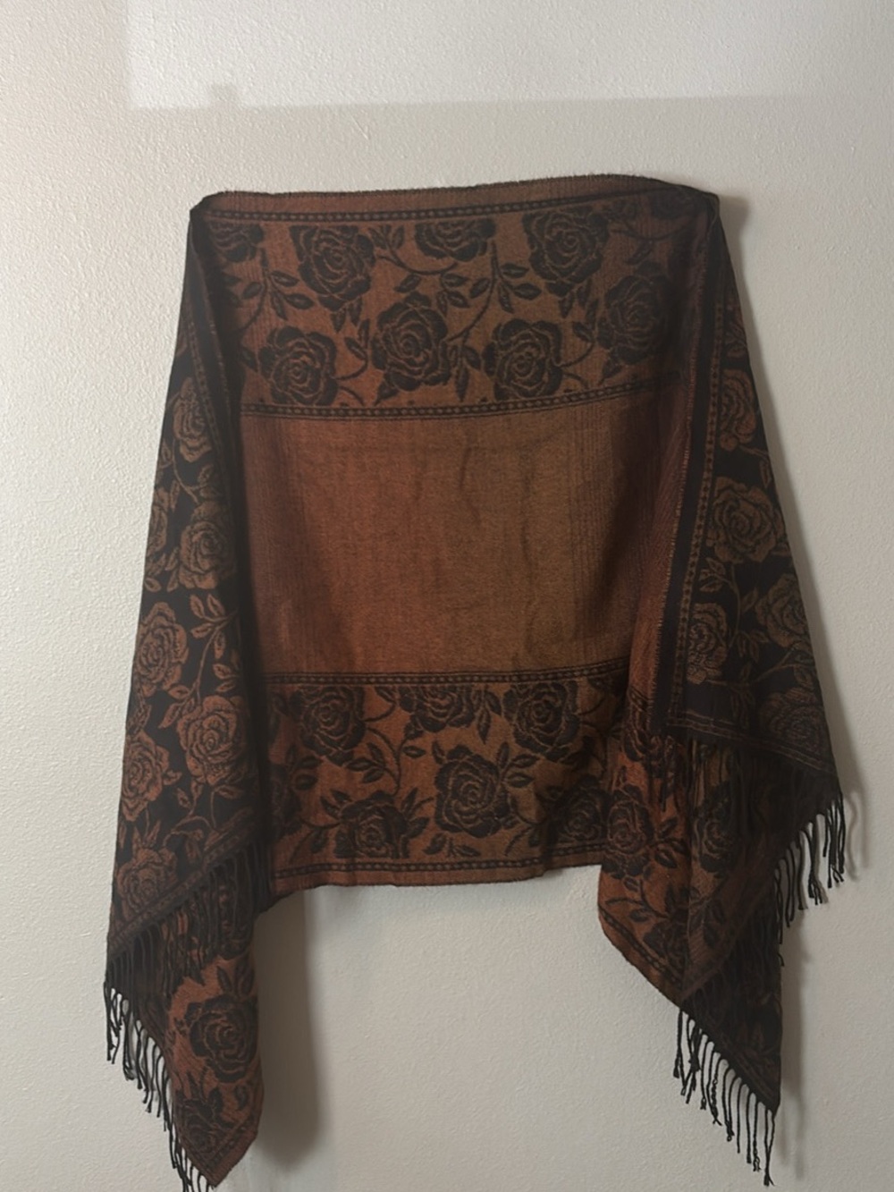 Brown Rose Pattern Decorative Throw Shawl/Wrap/Scarf